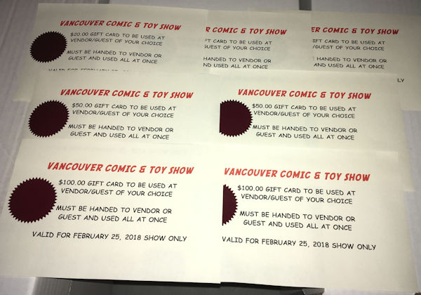 Vancouver Comic Show Gift Cards